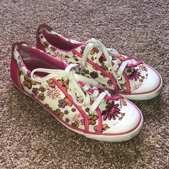 Coach Shoes - Coach Barrett Poppy and Patch pink floral sneakers
